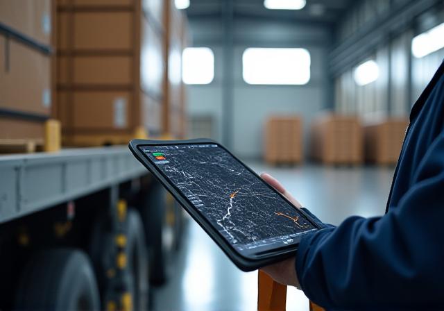 Modern logistics dashboard and cargo inspection